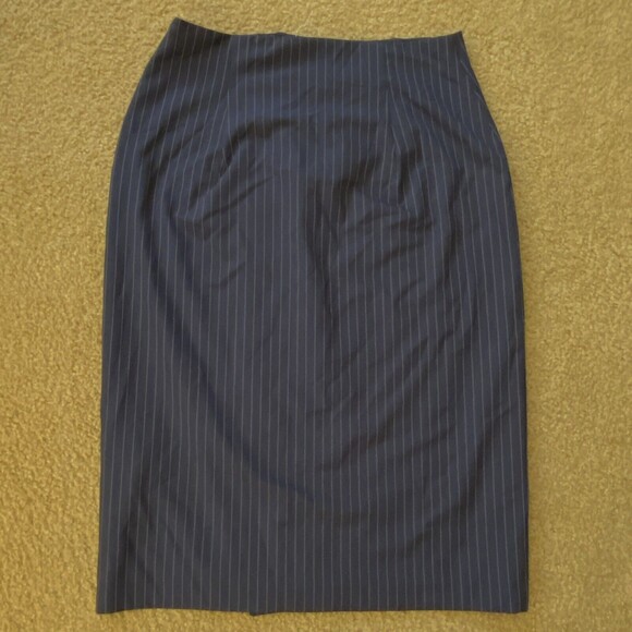 Club Monaco $148 Navy Pinstripe Office Siren Ruffle Pencil Skirt NWT Career Sz 6 - Picture 6 of 11